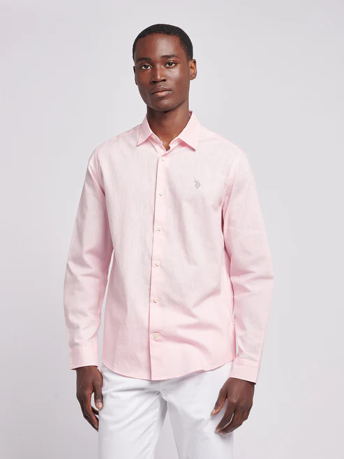 Linen Blend LS Shirt Pink a Boo XL