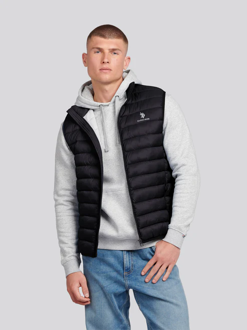 Bound Quilted Gilet Black Bright White DHM XXL