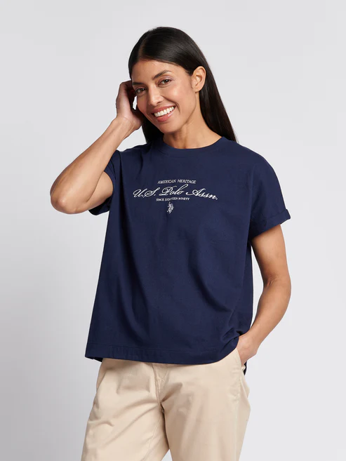 Premium Graphic Grown On Sleeve Tee Navy Iris L