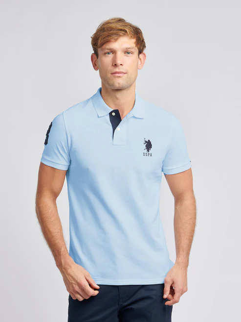 Player 3 Pique Polo Chambray Blue XXL