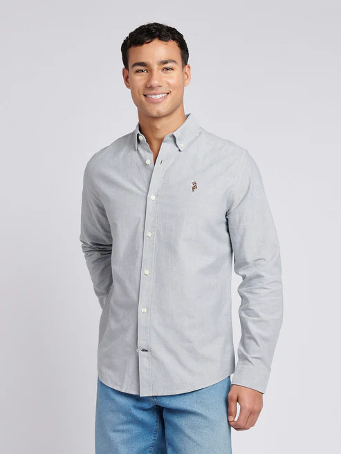 Oxford LS Shirt Mulled Basil M