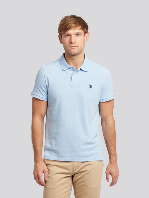 DHM Pique Polo Chambray Blue L