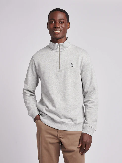 DHM LB 1/4 Zip  Mid Grey Marl M