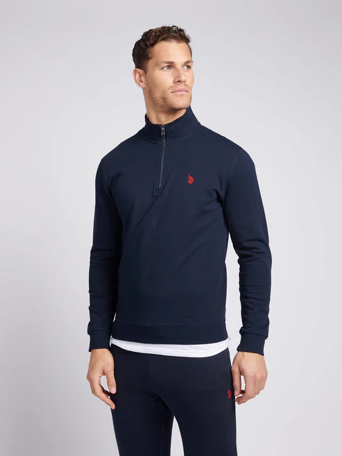 DHM LB 1/4 Zip Dark Sapphire Navy / Haute Red DHM XL