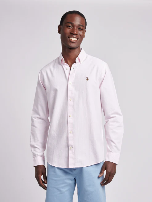 Oxford stripe LS Shirt Tickled Pink M