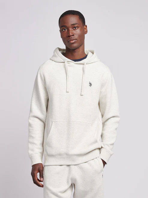DHM Herrringbone hoodie Light Grey Marl XL