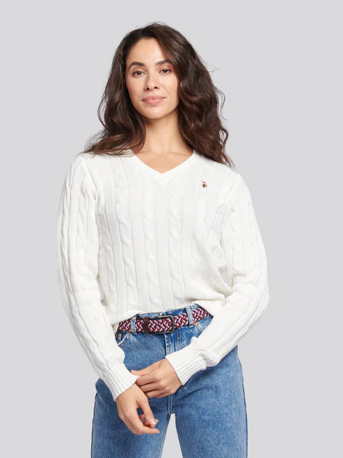 Crew Neck Cable Jumper Marshmallow L