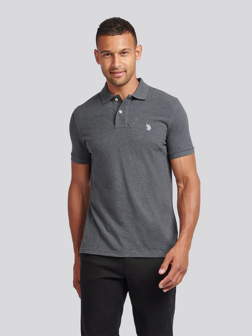 DHM Pique Polo Charcoal Marl L