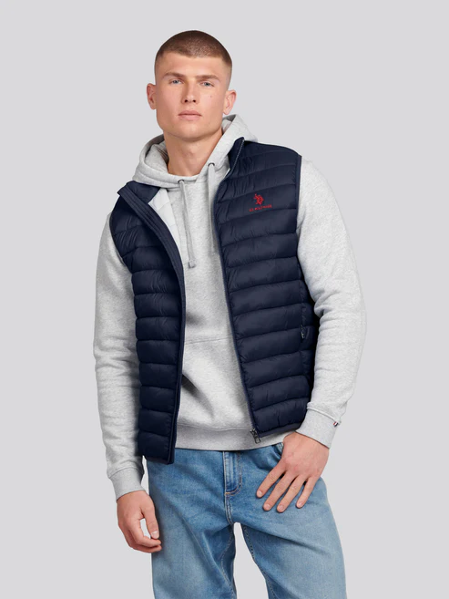 Bound Quilted Gilet Dark Sapphire Navy / Haute Red DHM S