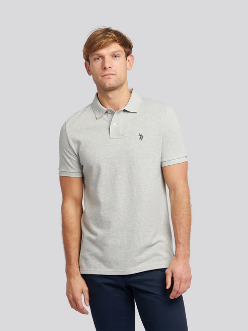 DHM Pique Polo Mid Grey Marl M
