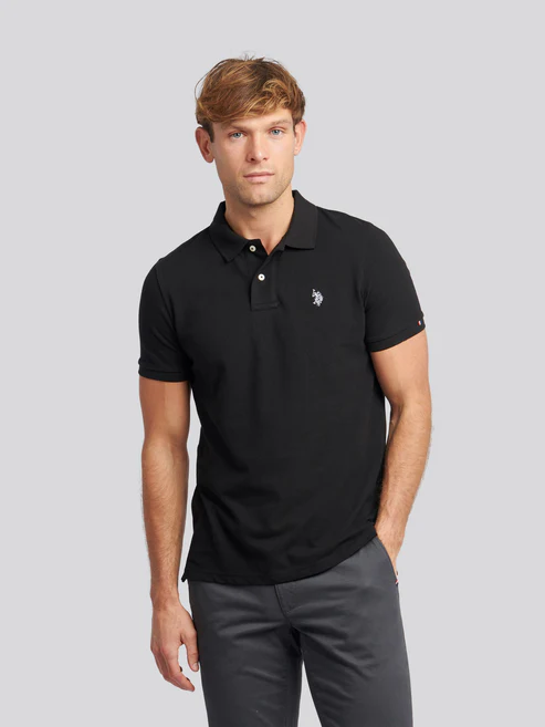 DHM Pique Polo Black Bright White DHM S