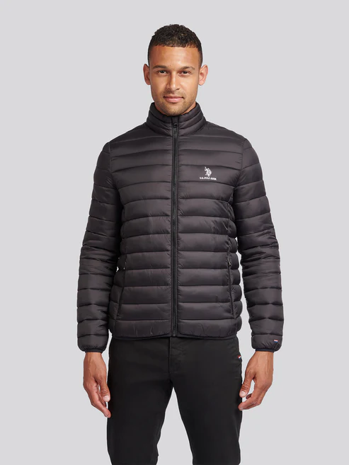 Lightweight Bound Quilted Jacket Black Bright White DHM M