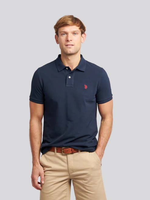 DHM Pique Polo Dark Sapphire Navy / Haute Red DHM M